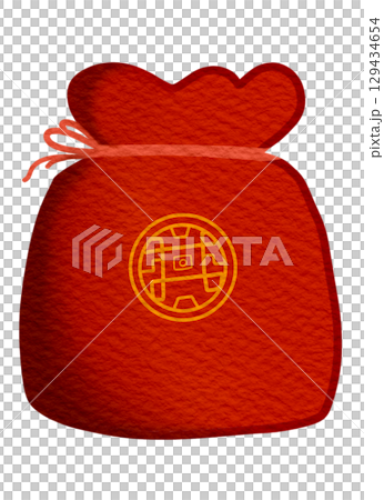 gold money bag with gold coins 129434654