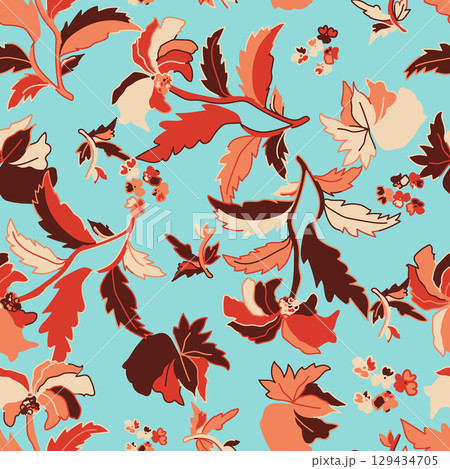 A vibrant floral pattern with colorful blooms. Vector illustration A vibrant floral pattern with colorful blooms. Vector illustration 129434705