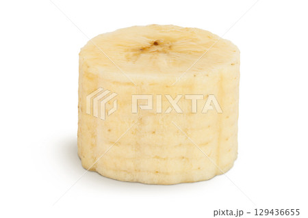 peeled banana isolated on white background 129436655
