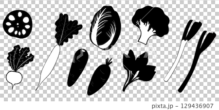 冬季蔬菜剪影集 | 蘿蔔，大白菜，蔥，蕪菁， 129436907