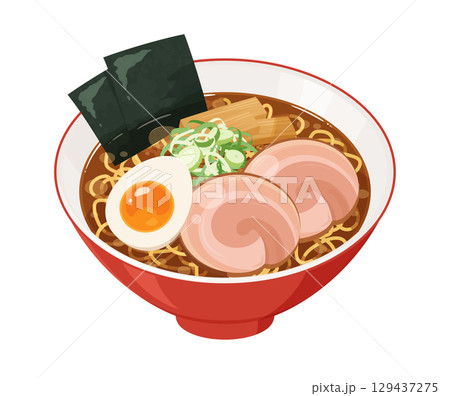 醤油ラーメンのイラスト素材 129437275