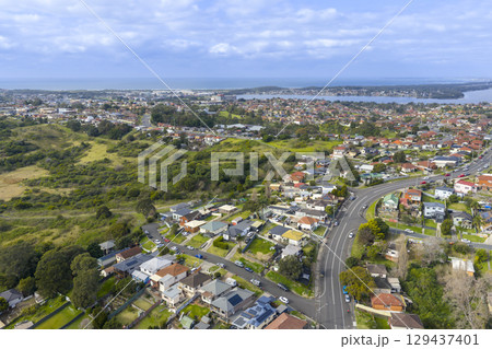 Aerial view of the town of Lake Heights and Lake Illawarra Aerial view of the town of Lake Heights and Lake Illawarra 129437401
