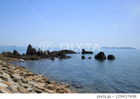 兵庫県赤穂市 大塚海岸のライオン岩 兵庫県赤穂市 大塚海岸のライオン岩 129437406