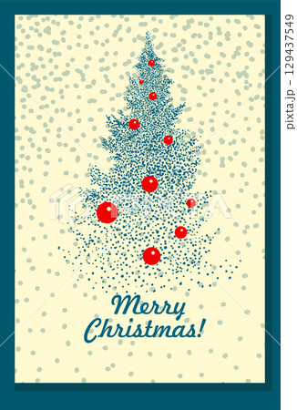 Vintage Christmas Card. hand drawing. Not AI. Vector illustration 129437549