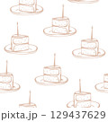 Hand drawn piece of birthday cake seamless pattern 129437629