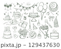 Birthday hand drawn elements set 129437630