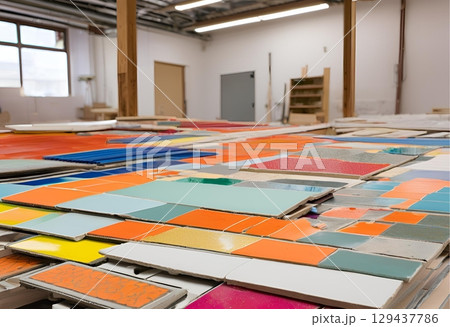 Old cracked tiles with colorful diverse patterns.AI Generated Old cracked tiles with colorful diverse patterns.AI Generated 129437786