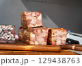 Ham slices on display 129438763