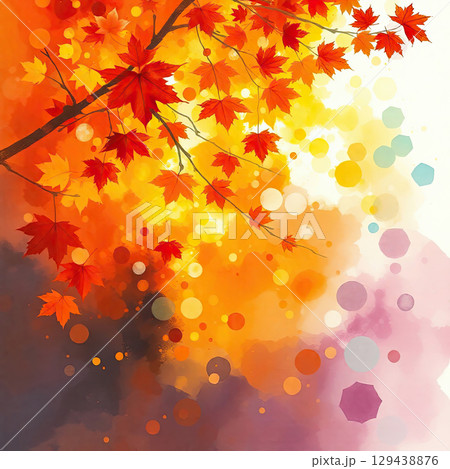 Atmospheric fall landscape with trees and splashes 129438876