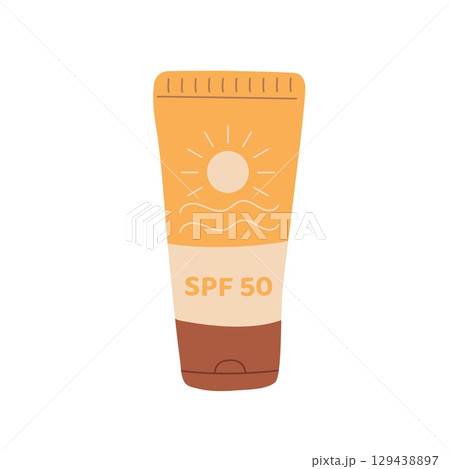 Sunscreen UV protection cream tube. Flat Vector illustration. Summer skin care 129438897