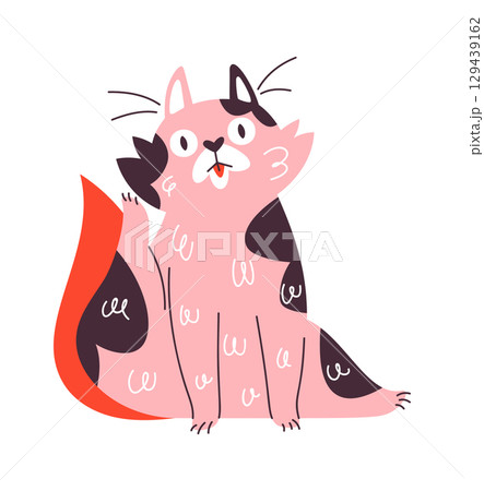 Lazy fatty cat hand drawn Lazy fatty cat hand drawn 129439162