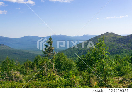 Mountain landscape in the summer. Urals, Russia. 129439381