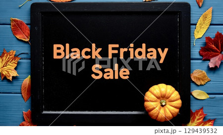 Autumn sale chalkboard pumpkins leaves rustic Black Friday Autumn sale chalkboard pumpkins leaves rustic Black Friday 129439532
