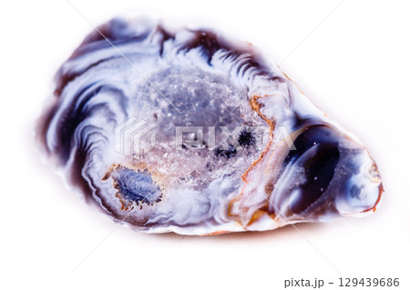 Macro mineral stone agate bud on white background Macro mineral stone agate bud on white background 129439686