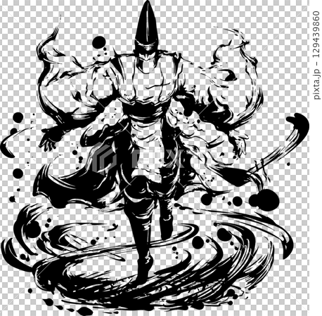 降り立つ陰陽師の墨絵イラスト 降り立つ陰陽師の墨絵イラスト 129439860