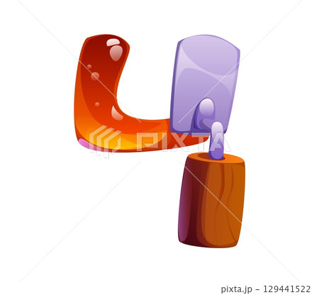 Honey font, beekeeping spatula digit 4 four. Beekeeping kids ABC font number, honey bee farm vector typeface figure. Apiary farming math typeface digit or sweet honey alphabet type numeral symbol 129441522