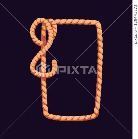 Cartoon pirate ship rope knot for game asset icon of Caribbean adventure, vector symbol. Sailboat rope knot for pirates or corsairs marine boat and sailing rigging equipment of rope or cord 129441573