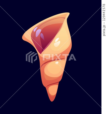 Beach seashell cartoon font digit 1 one. Underwater mollusk seashell kids ABC font number, ocean shell vector alphabet typeface digit. Coral reef conch cartoon math type figure or numeral symbol 129441578