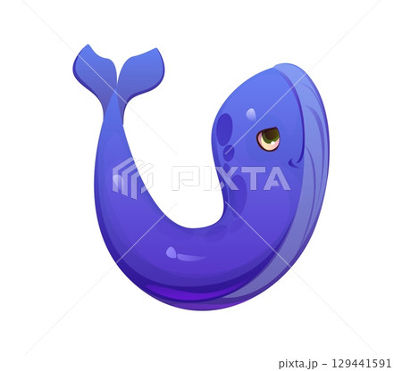 Letter U kids animal alphabet character as friendly and adorable blue whale. Cartoon funny zoo mascot font, children English typeface, funny letter type. Cute abc for children reading education 129441591
