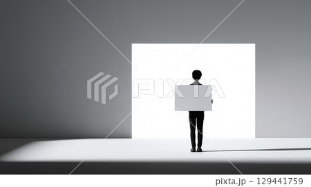 白いキャンバスと男性 129441759