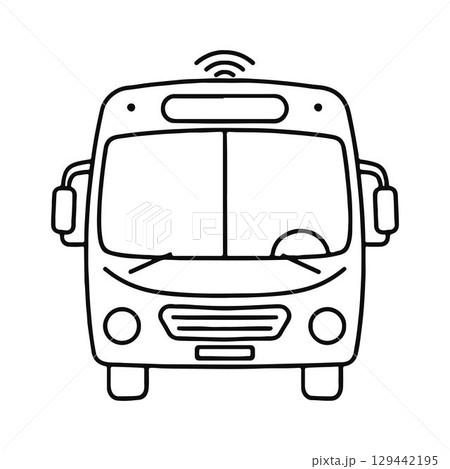 Bus with Wi-Fi Signal Symbol. Smart Bus with Wireless Connection.  129442195
