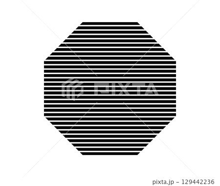 Striped octagon geometric shape isolated on white background. Streaked eight-sided polygon figure. Simple design elements. Vector graphic illustration Striped octagon geometric shape isolated on white background. Streaked eight-sided polygon figure. Simple design elements. Vector graphic illustration 129442236