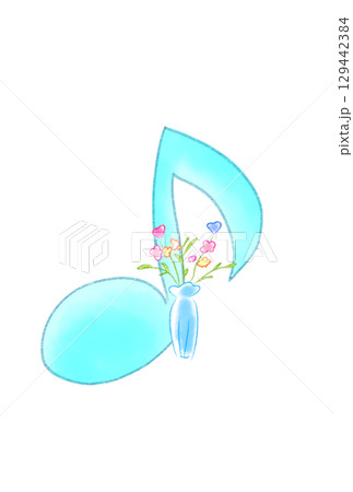 花瓶の花が付いた音符 花瓶の花が付いた音符 129442384