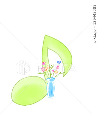 花瓶の花が付いた音符 129442385