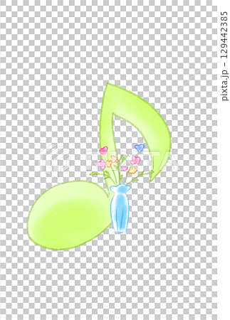 花瓶の花が付いた音符 129442385