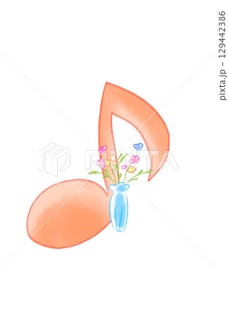 花瓶の花が付いた音符 花瓶の花が付いた音符 129442386