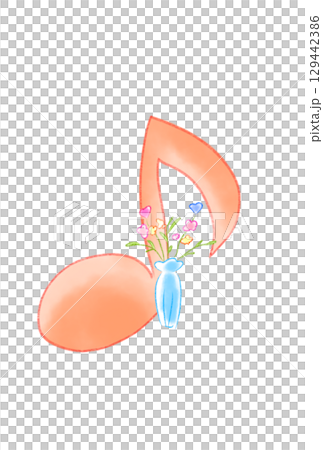 花瓶の花が付いた音符 花瓶の花が付いた音符 129442386