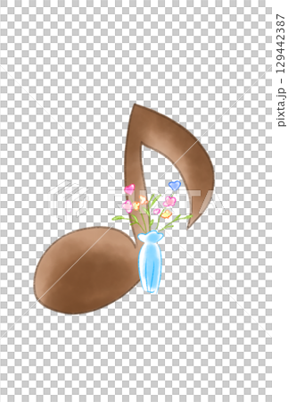 Musical notes with flowers in a vase Musical notes with flowers in a vase 129442387