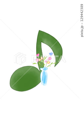 花瓶の花が付いた音符 花瓶の花が付いた音符 129442389