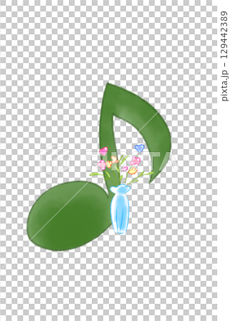 花瓶の花が付いた音符 花瓶の花が付いた音符 129442389