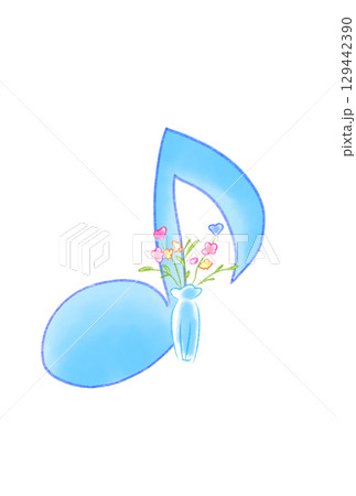 花瓶の花が付いた音符 花瓶の花が付いた音符 129442390