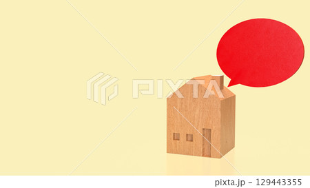 The wood house and red balloon text for property concept 3d Rendering. The wood house and red balloon text for property concept 3d Rendering. 129443355