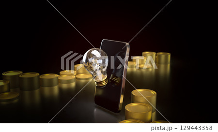 The Light bulb and mobile for idea or Business concept 3d Rendering. The Light bulb and mobile for idea or Business concept 3d Rendering. 129443358
