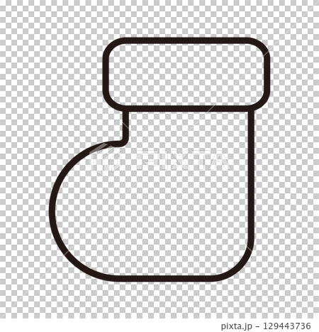 サンタクロースのブーツの線のイラスト 129443736