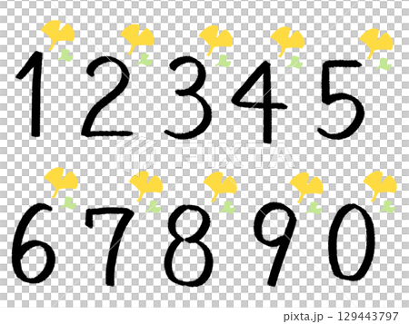 数字_葉っぱ_カラー 数字_葉っぱ_カラー 129443797