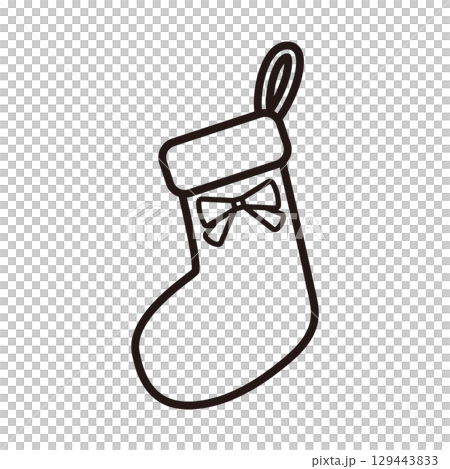 Line illustration of decorated Christmas stockings 129443833