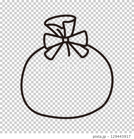 裝滿禮物的大袋子的線條插圖 129443917