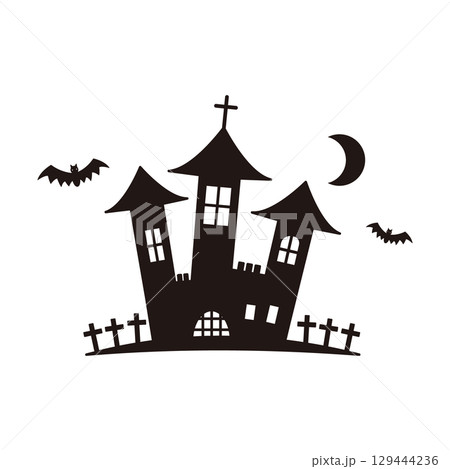 ハロウィンのお城のイラスト 129444236
