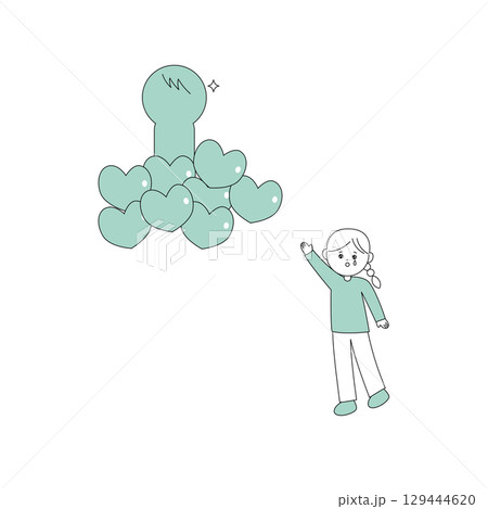 片思いの人を思う女の子のイラスト 片思いの人を思う女の子のイラスト 129444620