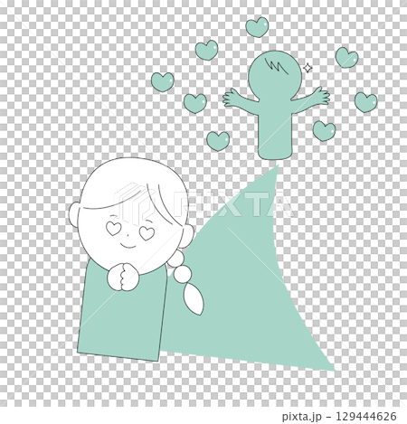 片思いを楽しむ女性のイラスト 129444626