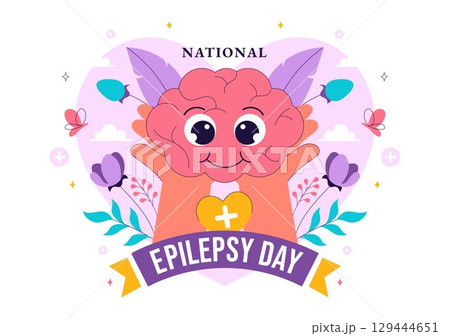 National Epilepsy Awareness Month Vector Illustration Observed Every Year in November Featuring Brain and Mental Health Awareness in a Background 129444651