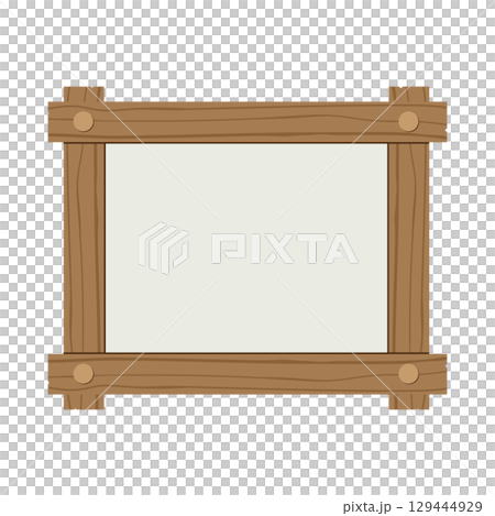 手書き風の木枠のメッセージボードのイラスト素材 129444929