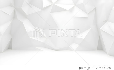 Minimalist 3D Polygon Shapes On Bright Abstract Wall 129445080