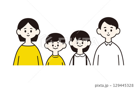 4人家族のシンプルなイラスト 129445328