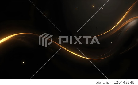 3D black canvas with elegant art deco golden edges 129445549