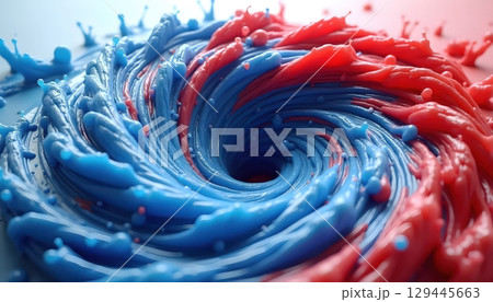 Red And Blue Whirlpool Pattern In Centered 3D Design Red And Blue Whirlpool Pattern In Centered 3D Design 129445663